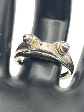 Frog reptile silver tone adjustable wrap ring size 6.5
